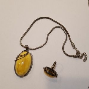 Baltic Amber Necklace and Ring Set